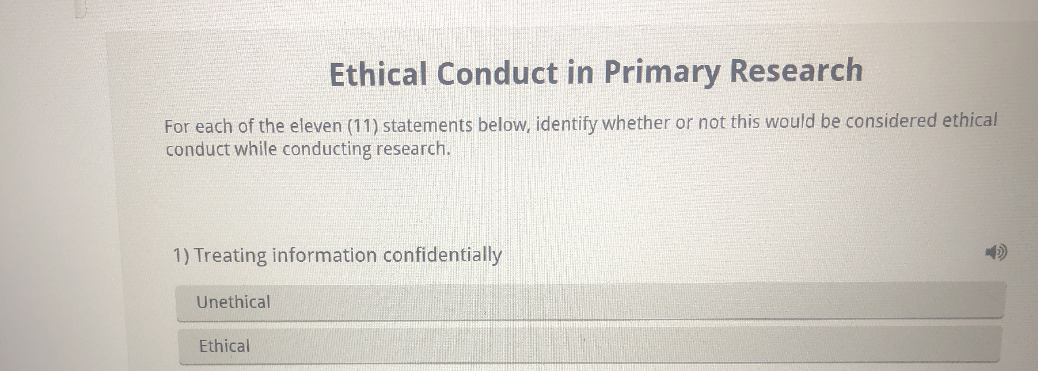 Solved Ethical Conduct in Primary ResearchFor each of the | Chegg.com
