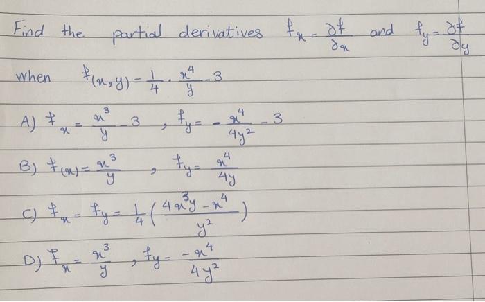 Find the partial derivatives \( f_{x}=\frac{\partial f}{\partial x} \) and \( f_{y}=\frac{\partial f}{\partial y} \) When \(