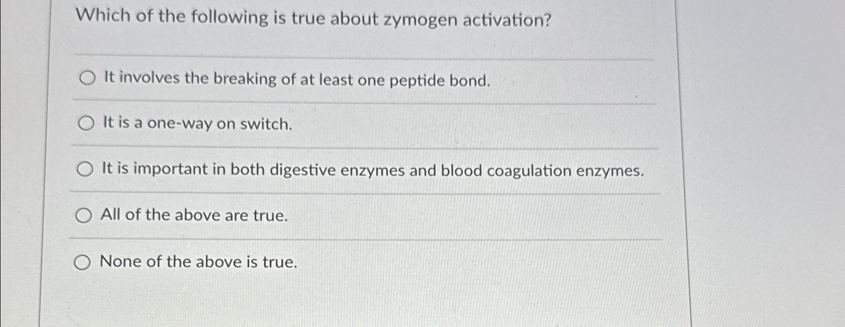 Solved Which of the following is true about zymogen | Chegg.com