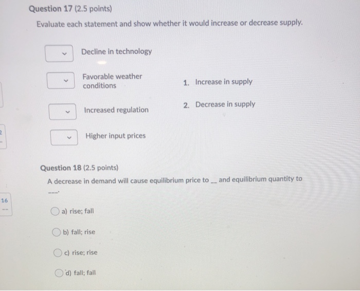 Solved Question 17 (2.5 points) Evaluate each statement and | Chegg.com