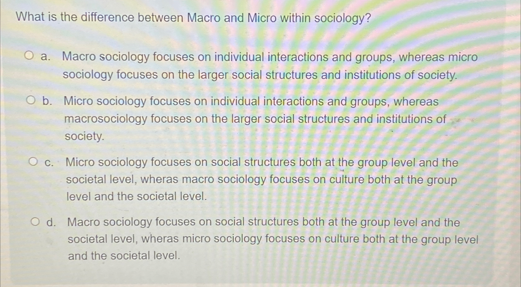 Solved What is the difference between Macro and Micro within | Chegg.com