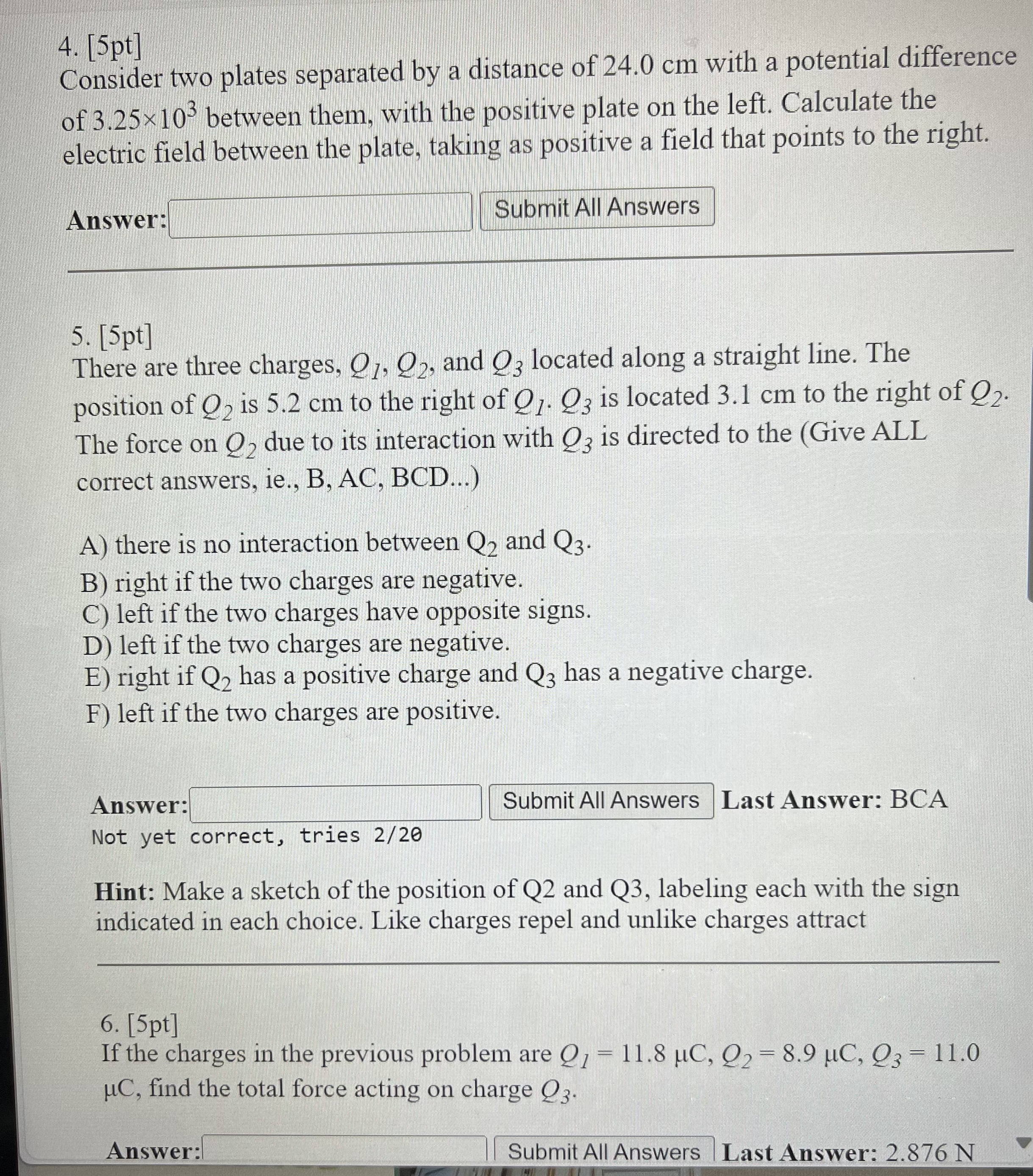 Solved 5ptConsider two plates separated by a distance of | Chegg.com
