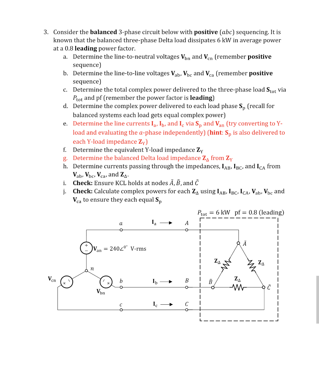 Solved 3. Consider The Balanced 3-phase Circuit Below With | Chegg.com