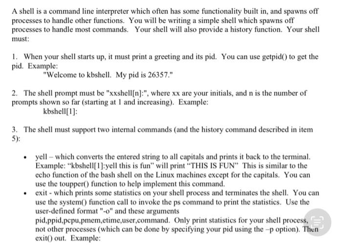 Solved linux c program to read these commands in a shell and | Chegg.com