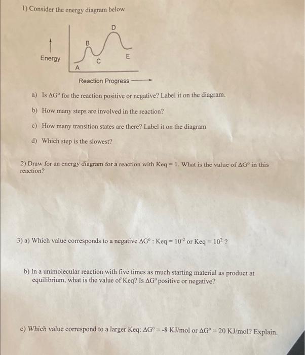 Solved 1) Consider The Energy Diagram Below D IM Energy E C | Chegg.com