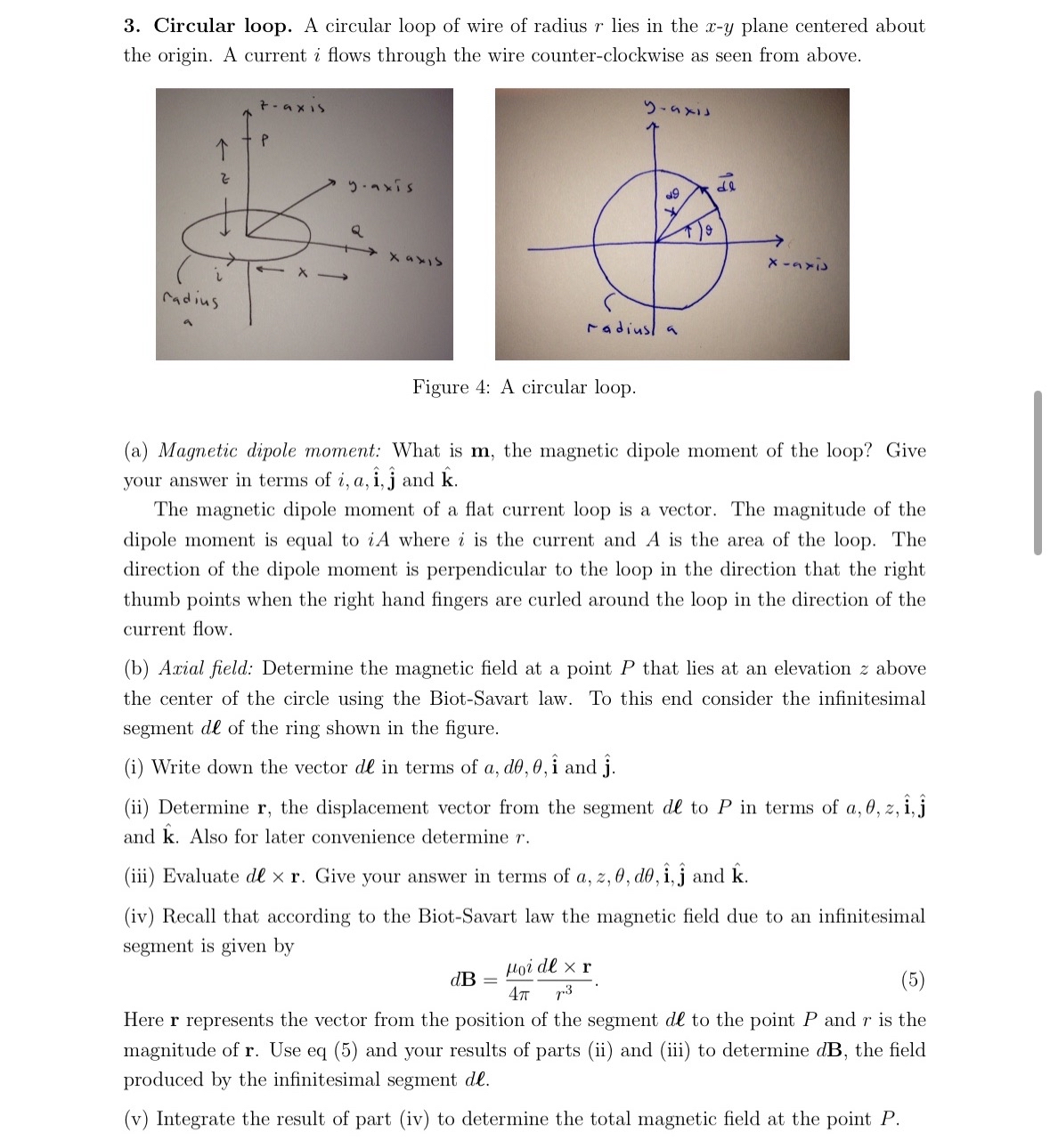 Solved Circular loop. A circular loop of wire of radius r | Chegg.com