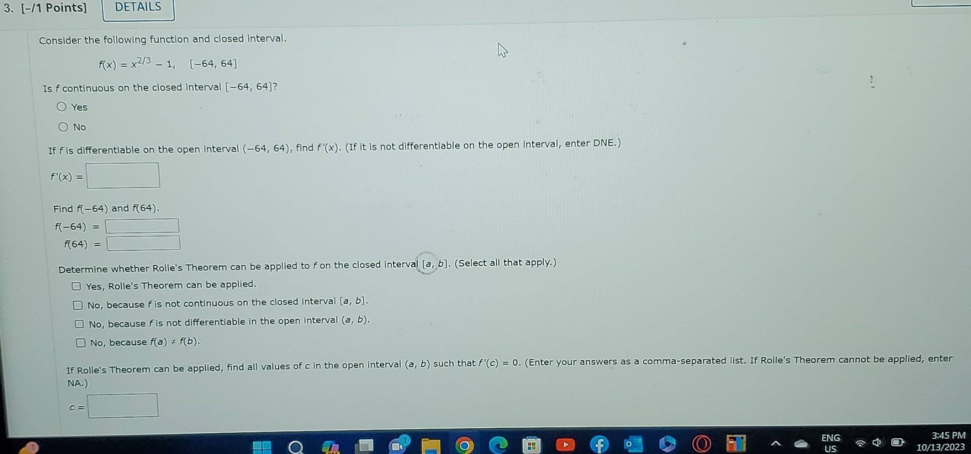 Solved Consider the following function and closed interval. | Chegg.com