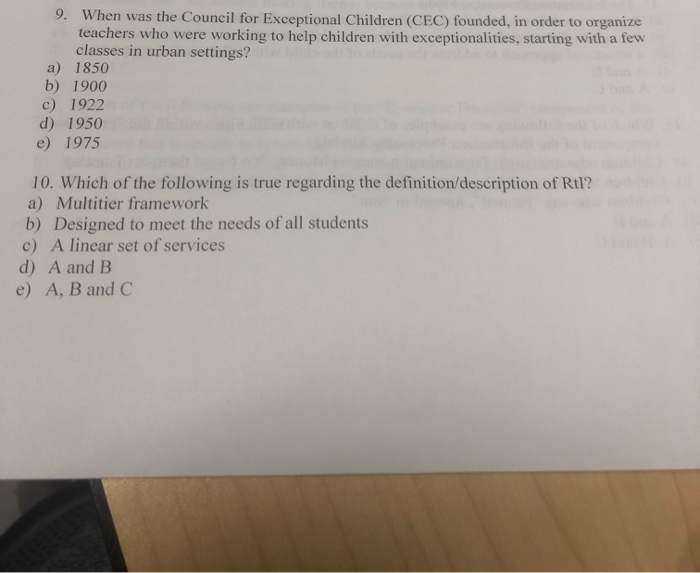 Solved 9 When Was The Council For Exceptional Children