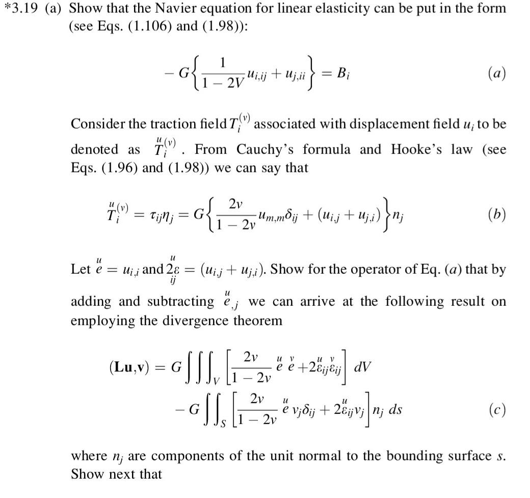 19 (a) Show that the Navier equation for linear | Chegg.com