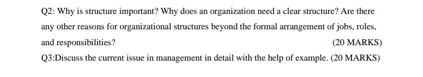 Solved Q2: Why is structure important? Why does an | Chegg.com