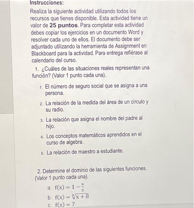 Realiza la siguiente actividad utilizando todos los recursos que tienes disponible. Esta actividad tiene un valor de \( \math