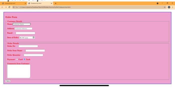 Solved 1. Write the HTML code to Design a form as instructed | Chegg.com