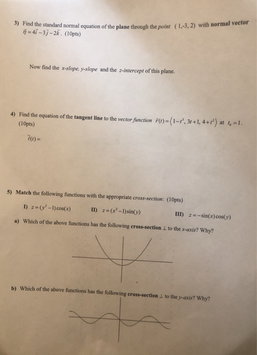 Solved 3) Find the standard normal equation of the plane | Chegg.com