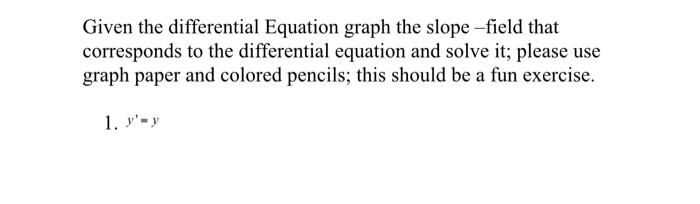 Solved Given the differential Equation graph the slope | Chegg.com