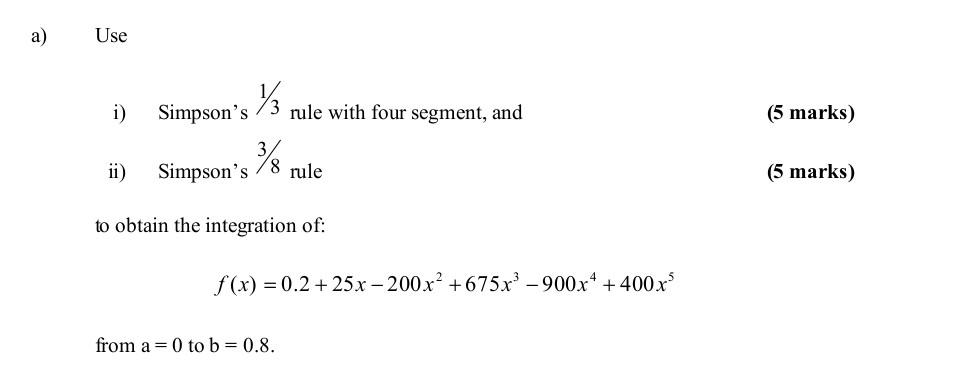 Solved a) Use 13 rule with four segment, and i) (5 marks) | Chegg.com