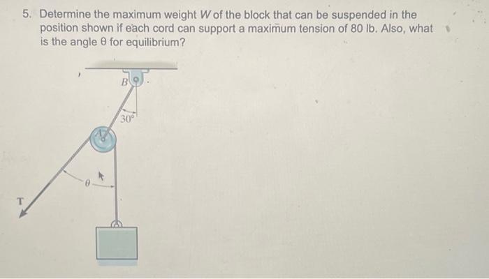 Solved 5. Determine the maximum weight W of the block that | Chegg.com