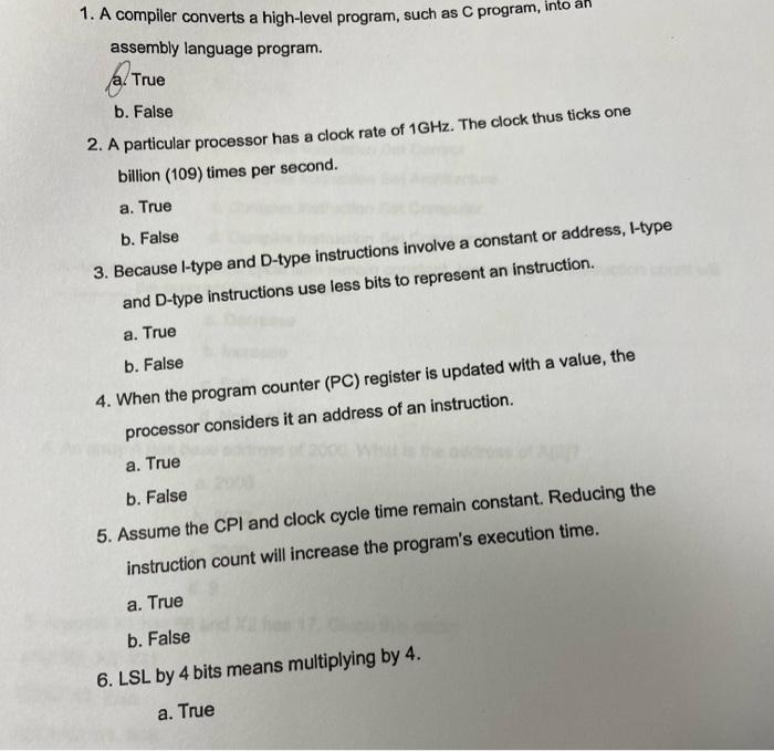 Solved 1. A compiler converts a high-level program, such as | Chegg.com