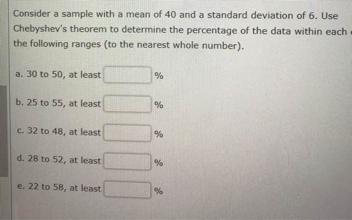 Solved Consider a sample with a mean of 40 and a standard | Chegg.com