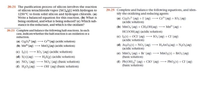 Solved 20.21 The purification process of silicon involves | Chegg.com