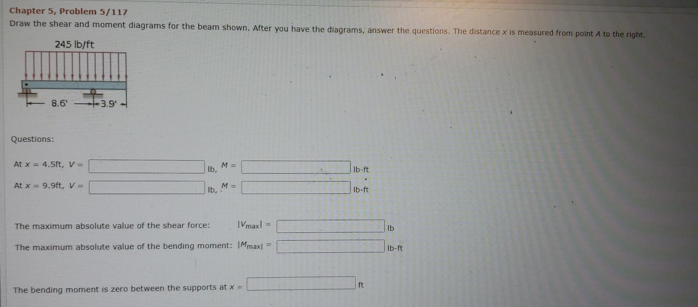 Solved Chapter 5, Problem 5/117 Draw the shear and moment | Chegg.com