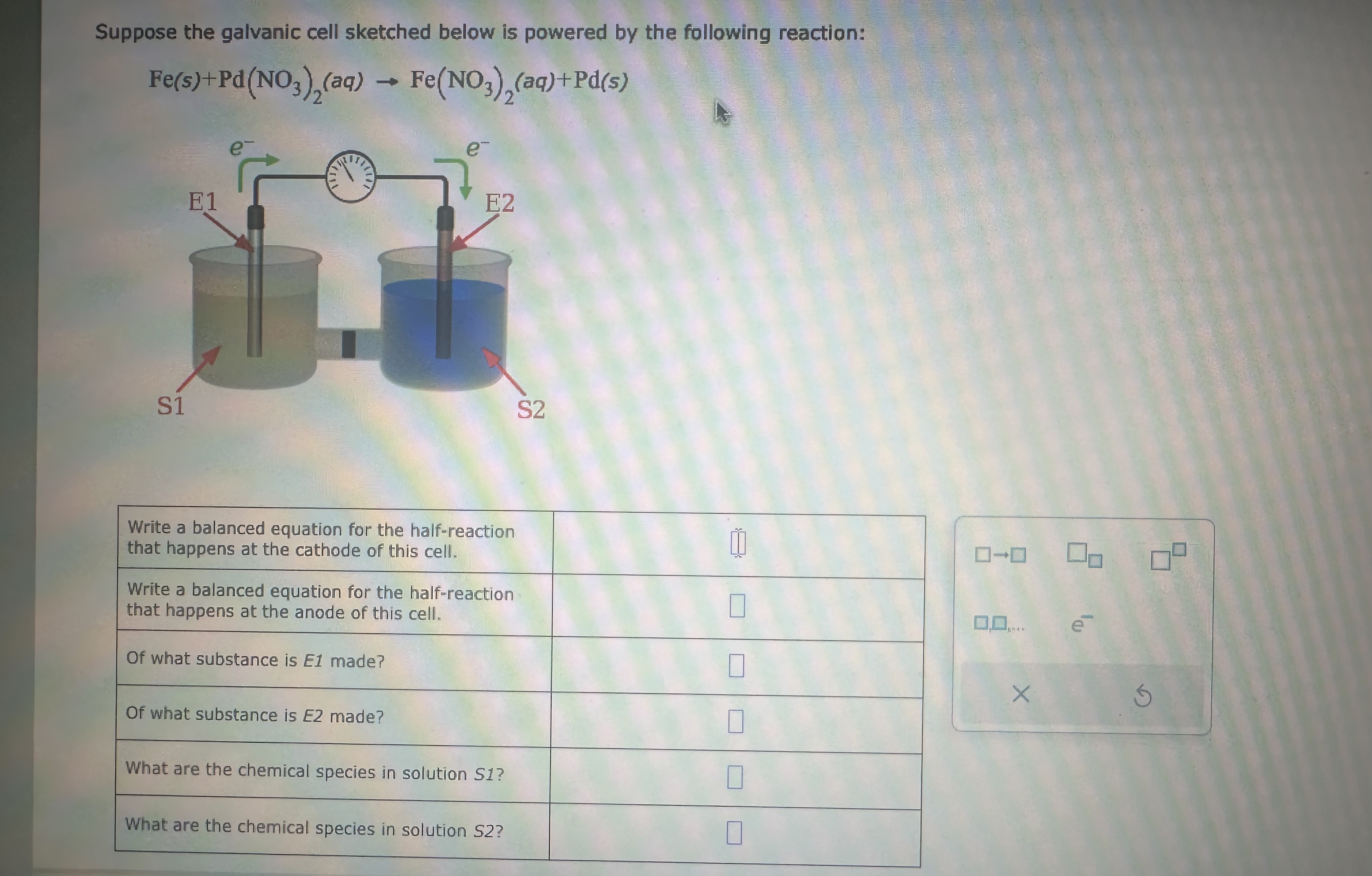 Solved Suppose the galvanic cell sketched below is powered | Chegg.com