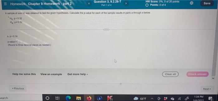 Solved HI! Homework Chapter 9 Homework - part 2 Question 3, | Chegg.com