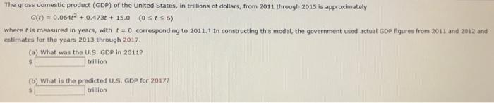 Solved The gross domestic product (GDP) of the United | Chegg.com