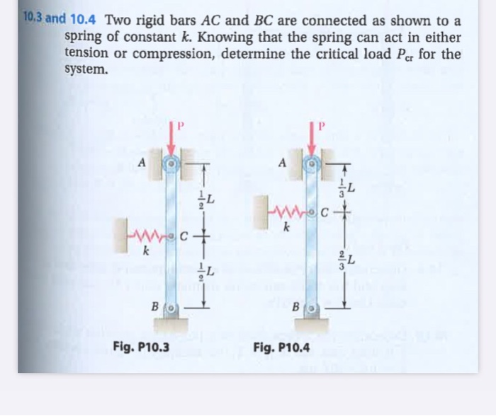 Solved 10.3 and 10.4 Two rigid bars AC and BC are connected | Chegg.com