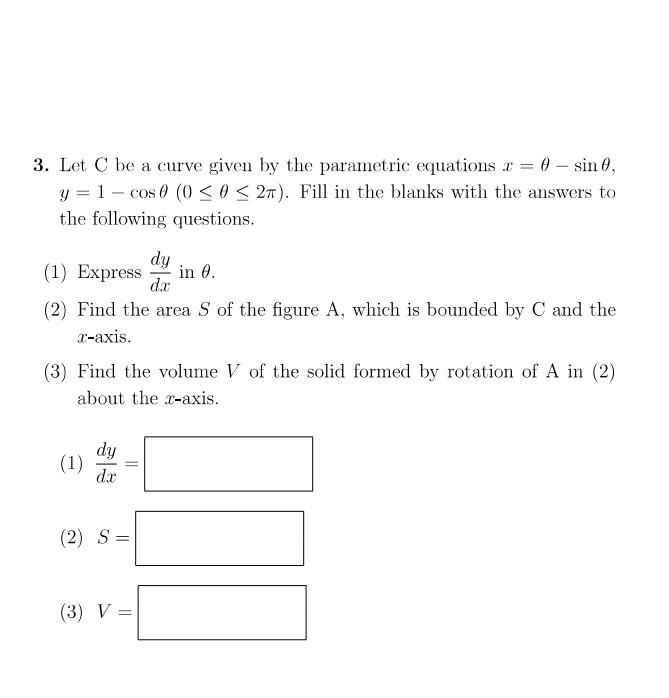 Solved 3. Let C be a curve given by the parametric equations | Chegg.com