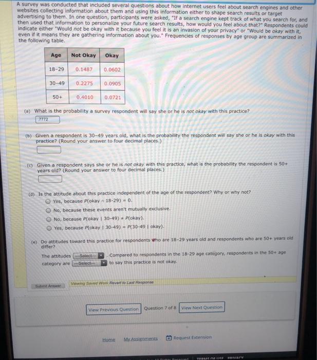 Solved A Survey Was Conducted That Included Several | Chegg.com