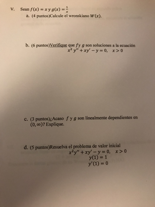 Solved Differential Equationsa Calculate W X B Verify T Chegg Com