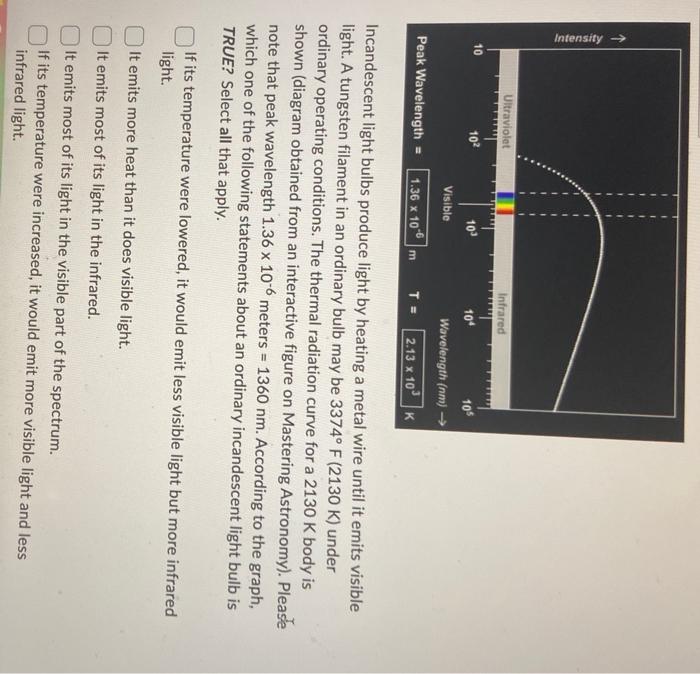 Solved Incandescent light bulbs produce light by heating a