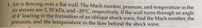 Solved 1. Air is flowing over a flat wall. The Mach number, | Chegg.com