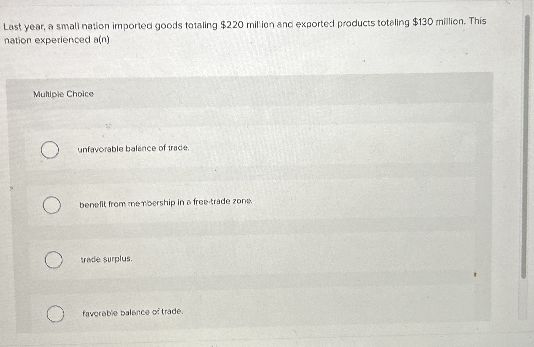 Last year, a small nation imported goods totaling | Chegg.com