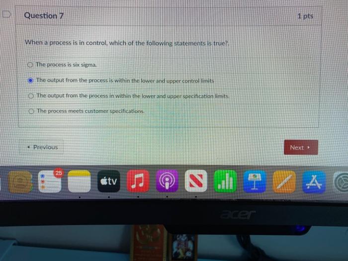 Solved When a process is in control, which of the following | Chegg.com
