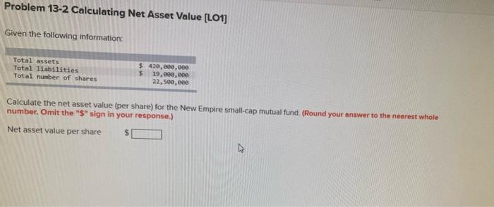 Solved Problem 13-2 Calculating Net Asset Value [LO1] Given | Chegg.com