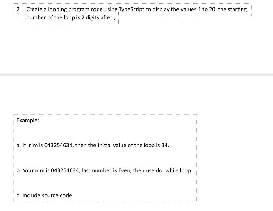 Solved Create a looping program code using TypeScript to | Chegg.com