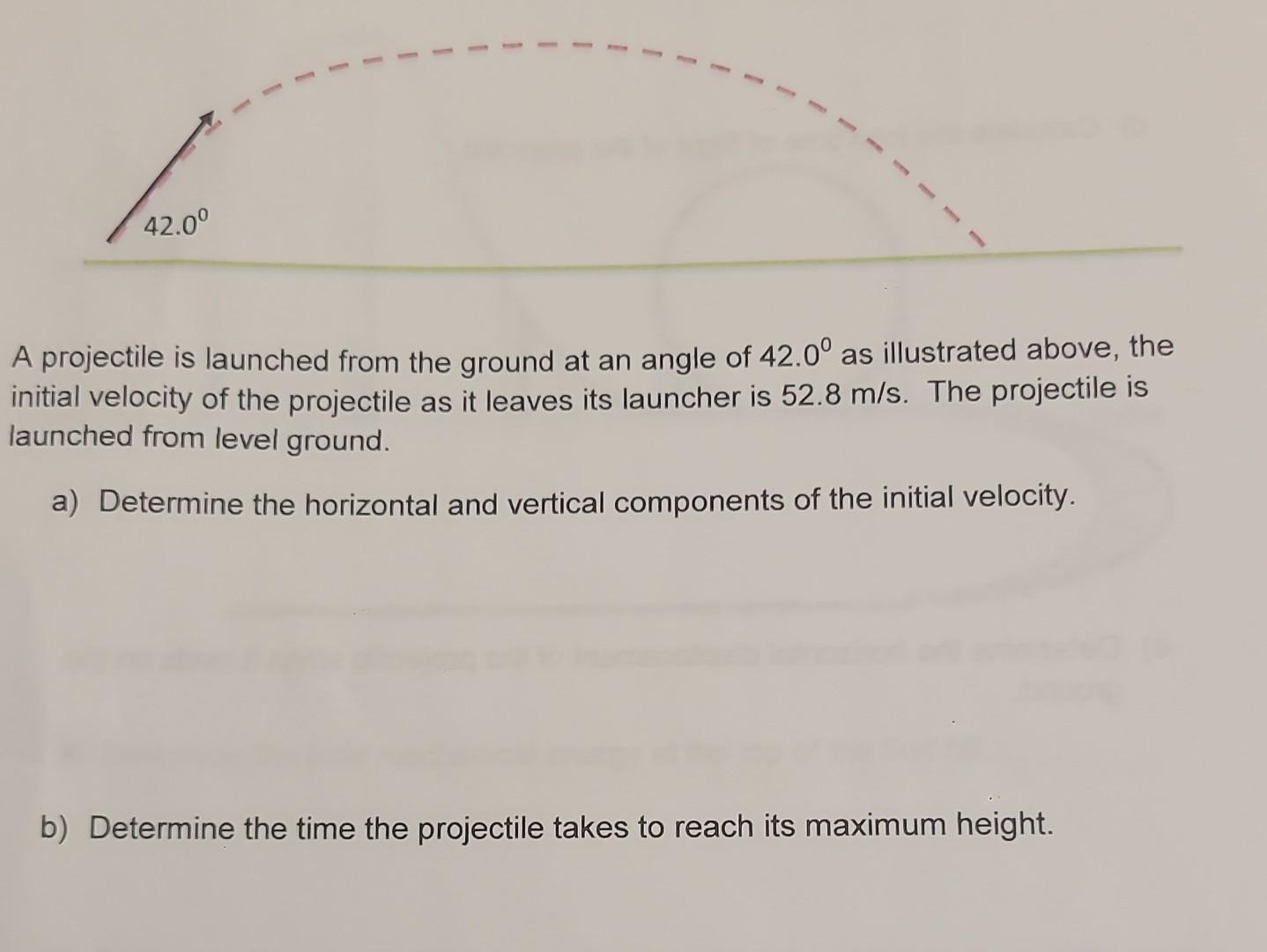 Solved A projectile is launched from the ground at an angle | Chegg.com