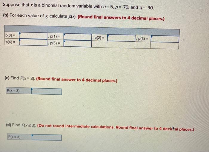 Solved Suppose that x is a binomial random variable with | Chegg.com