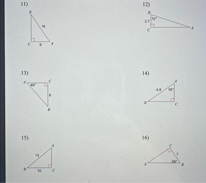 homework 5 trigonometry finding sides and angles