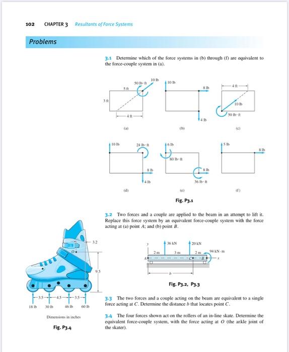 Solved 102 CHAPTER 3 Resultants of Force Systems Problems | Chegg.com