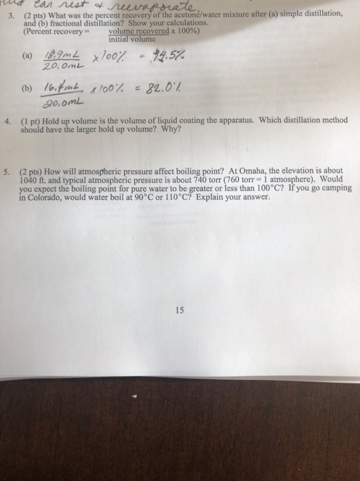 Solved (2 Pts) Simple Distillation Of A Binary Mixture | Chegg.com