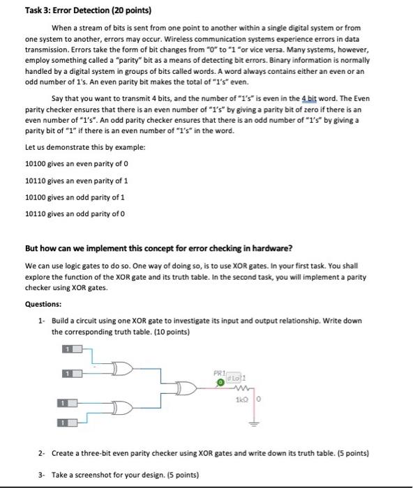 Solved Task 3: Error Detection (20 points) When a stream of | Chegg.com