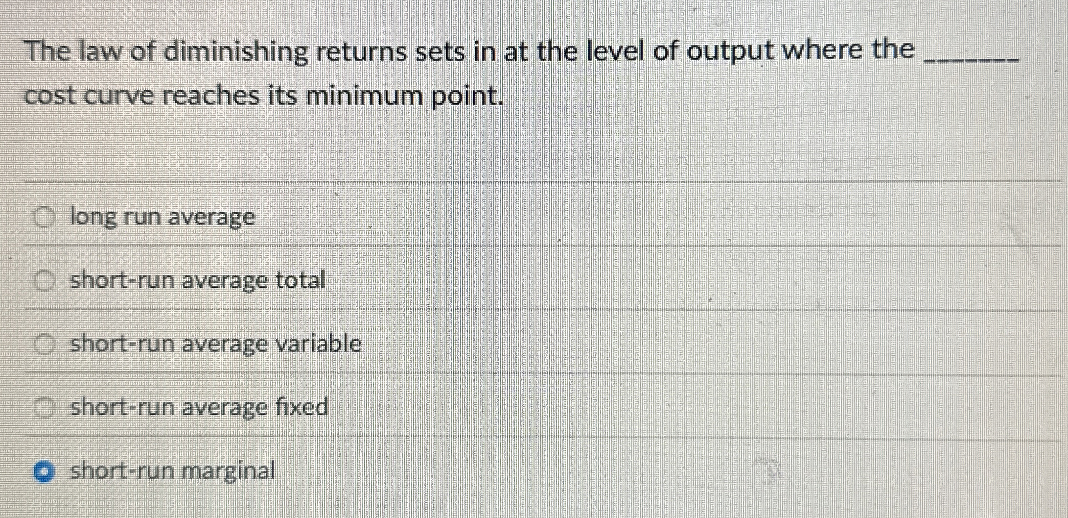 Solved The law of diminishing returns sets in at the level | Chegg.com