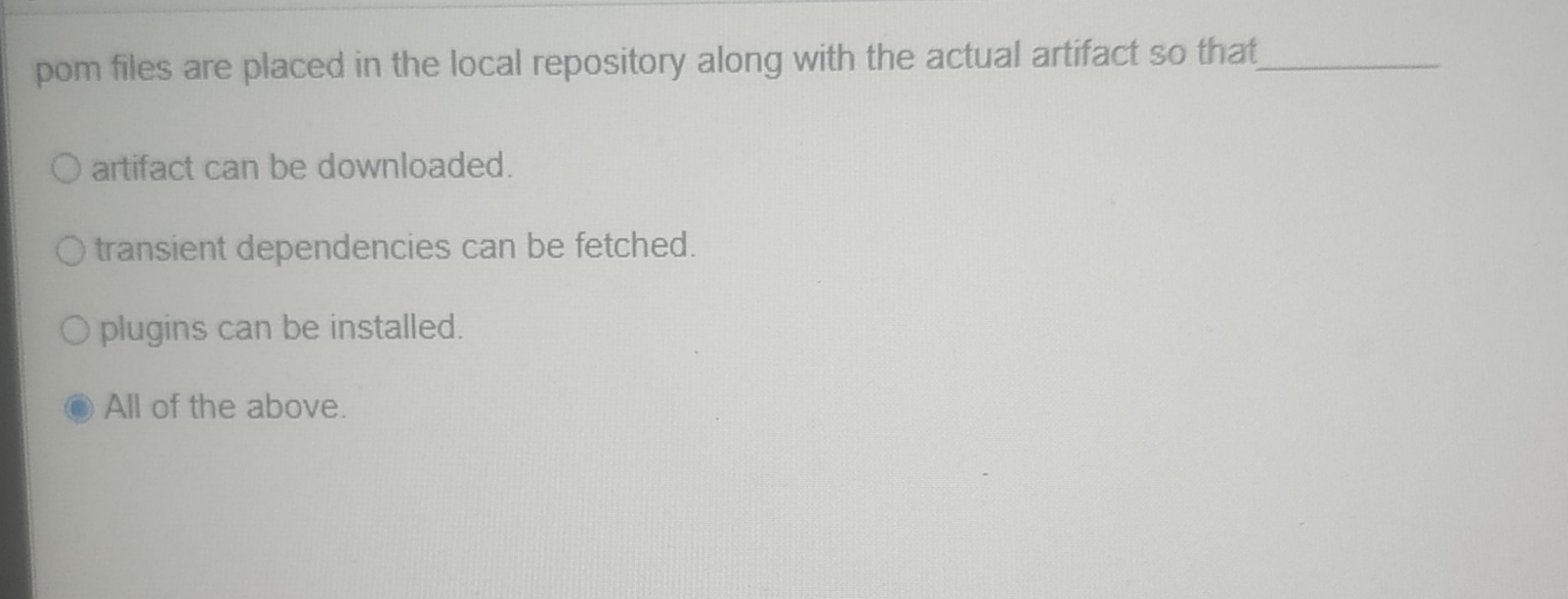 Solved pom files are placed in the local repository along
