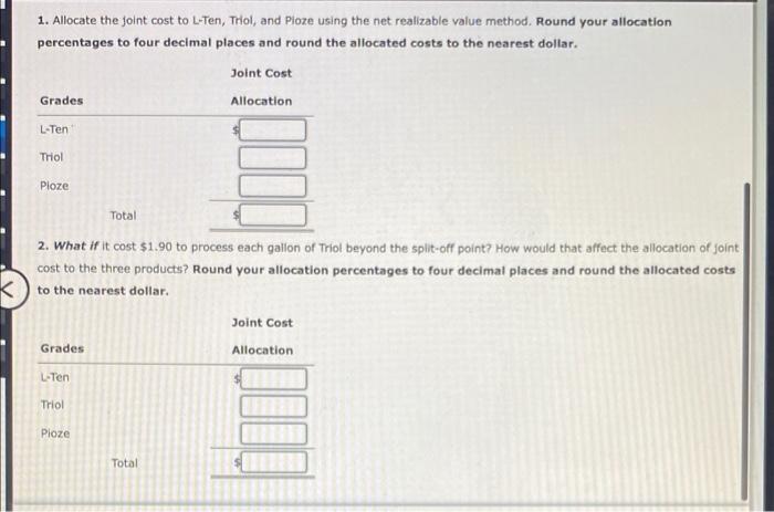 Solved Allocating Joint Costs Using The Net Realizable Value | Chegg.com