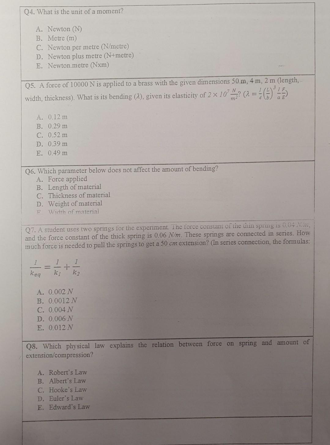 si unit of moment of force is newton metre