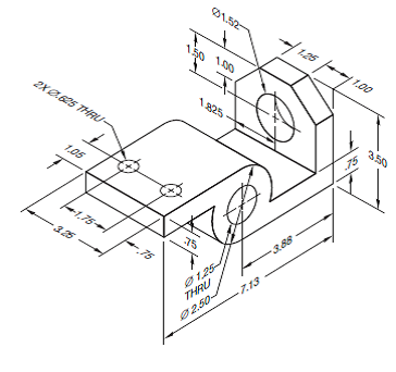 Angles, holes, and arcs (in.) Part Name: Mounting Brack... | Chegg.com