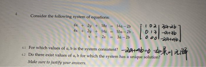 Solved Consider the following system of equations: 6x + 2y + | Chegg.com