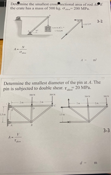 Solved Determine the smallest cross sectional area of rod AB | Chegg.com